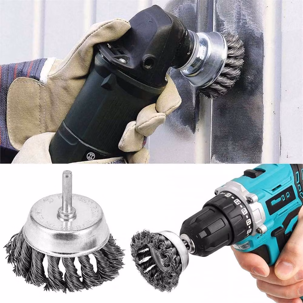 Kelvenix 3-Piece Stainless Steel Rotary Wire Brush Set for Angle Grinders in Silver – 4
