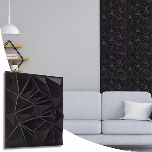 Novecrafto 3D Modern Diamond Design PVC Wall Panels, Black, 6 Sheets, W/D/H: 50 x 50 x 50 cm – 5