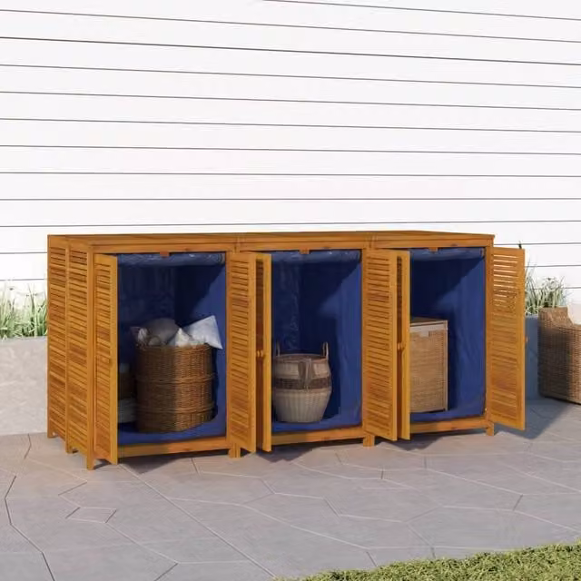Berkfield Home Garden Storage Box in Brown Solid Acacia Wood, W/D/H: 210 x 87 x 104 cm