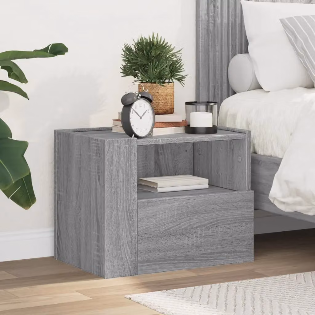 Berkfield Home Wall-mounted Bedside Cabinet in Grey Sonoma, W: 45 cm, D: 30 cm, H: 35 cm – 3