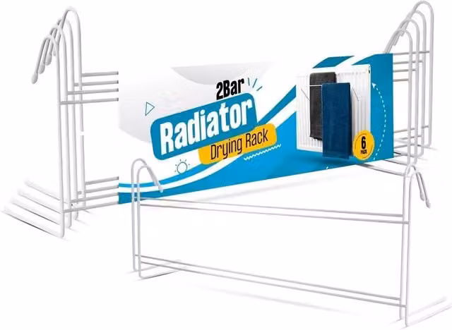 Nordara 6-Pack White Metal Radiator Airer Clothes Drying Rack, W: 100 cm, D: 15 cm
