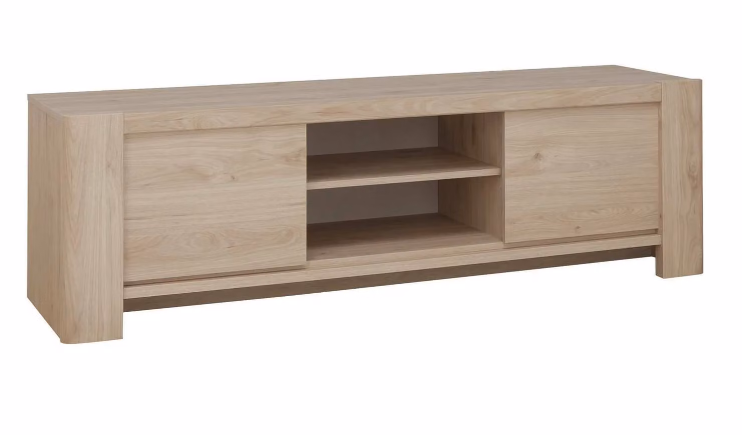 Portland 2 Door TV Unit in Oak Brown and Beige, W/D/H: 150 x 43 x 47 cm