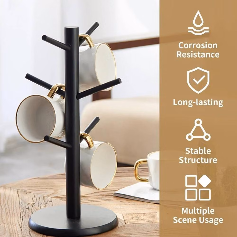EONLION Black Metal Freestanding Mug Tree and Cup Stand, Height: 100 cm – 2