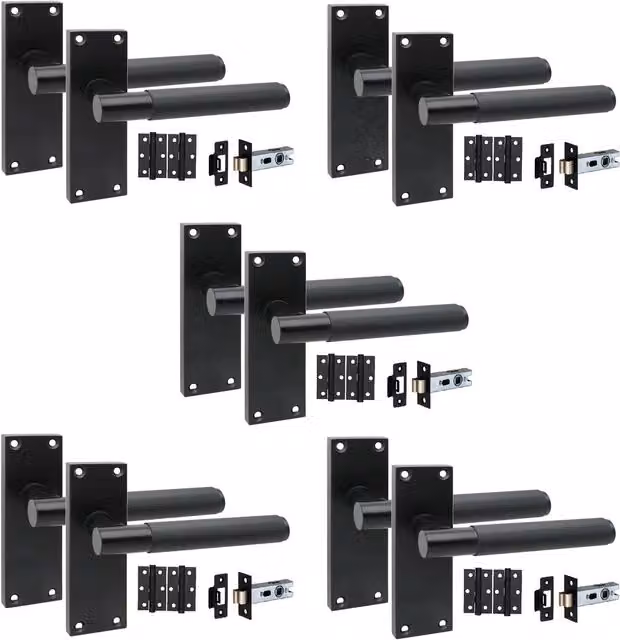 Golden Grace Matt Black Door Handle Set