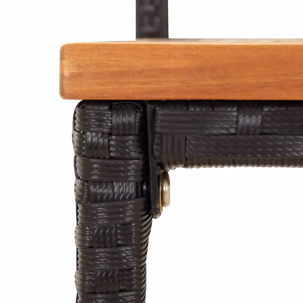 Berkfield Home 5 Piece Modern Garden Bar Set in Black Poly Rattan and Solid Acacia Wood – 3