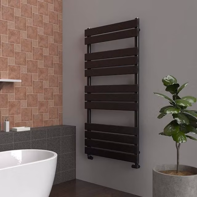 Lux Heat Steel Flat Towel Radiator, Grey, W: 120 cm, D: 6 cm, H: 60 cm