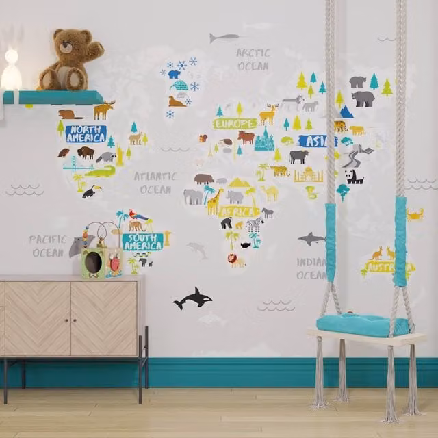 Superfresco Easy The Explorer Multi Print To Order Childrens Wall Mural in Grey and Multicolour, W: 3 m, H: 2.8 m