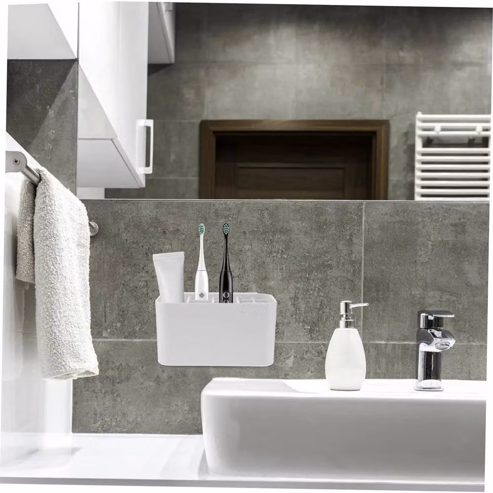 Nordara Wall-Mounted Electric Toothbrush Holder and Large Bathroom Caddy Storage Organiser in White – 2