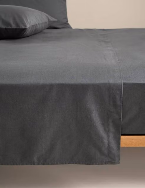 M&S Body Sensor Breathable Cooling Cotton Flat Sheet, Charcoal Grey, W: 90 cm, L: 190 cm