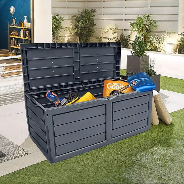 Neo Garden 320 Litre Dark Grey Plastic Outdoor Storage Box