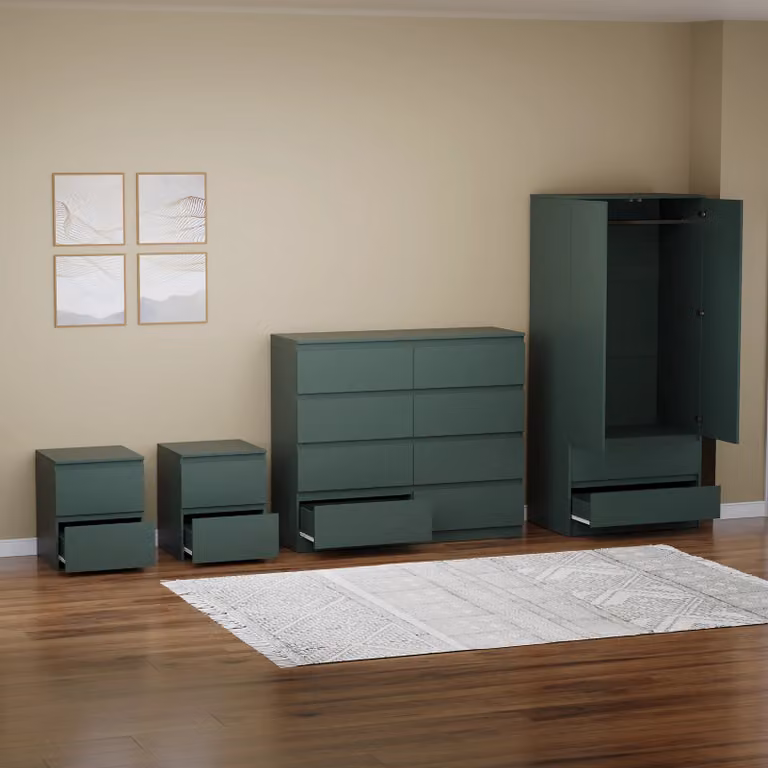 Vida Designs Denver 4 Piece Modern Bedroom Set in Green