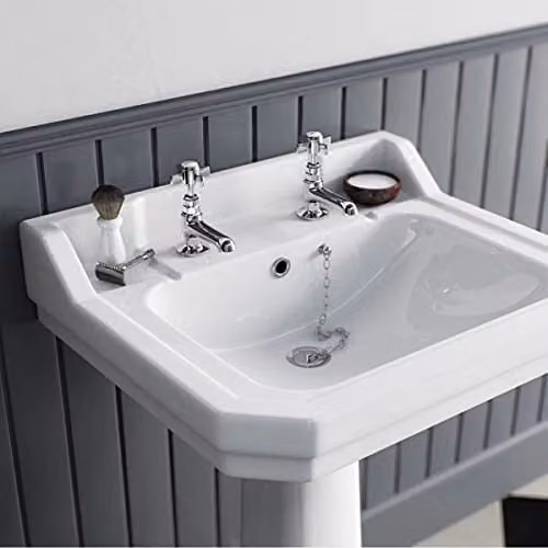 Nes Home Edwardian Twin Basin Taps in Chrome with Two Handles for High Pressure Systems – 2