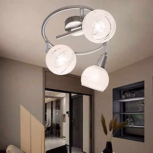 Globo Lighting Elliott Ceiling Spotlight Cluster in Grey and Nickel with Glass Shades and 3x E14 Sockets – 5