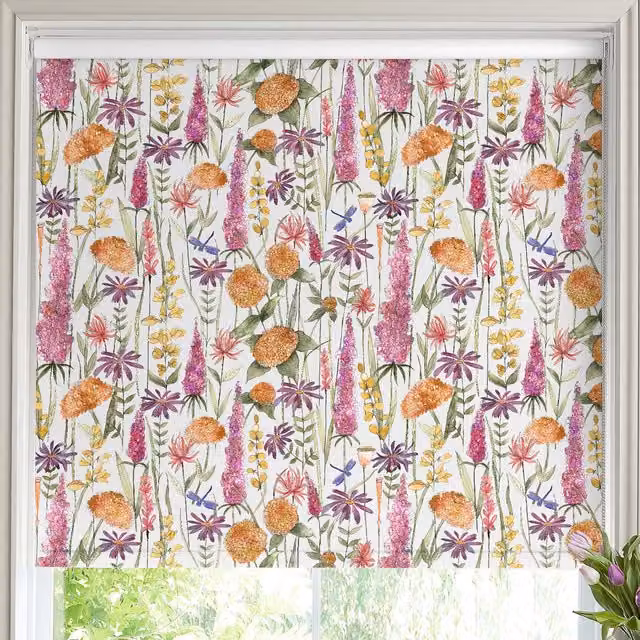 Voyage Maison Florabunda Made to Measure Blackout Roller Blind in Russett Linen Multicolour Floral Pattern