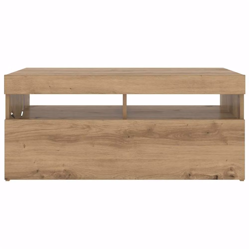 Berkfield Home Artisan Oak TV Cabinet with LED Lights in Brown, W/D/H: 90 x 35 x 40 cm – 5