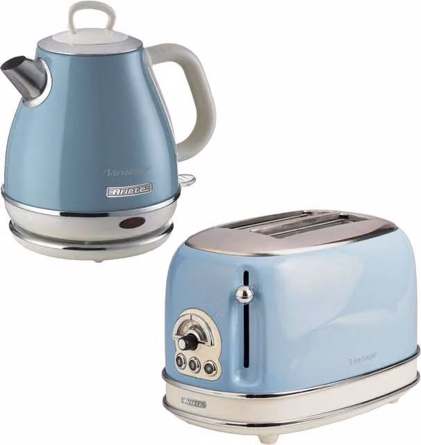 Arietes Blue Vintage 1L Jug Kettle and 2 Slice Toaster Set