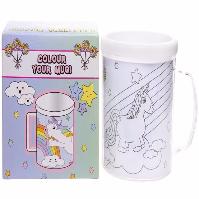 LG-Imports Unicorn Theme Colour Your Own Mug, White