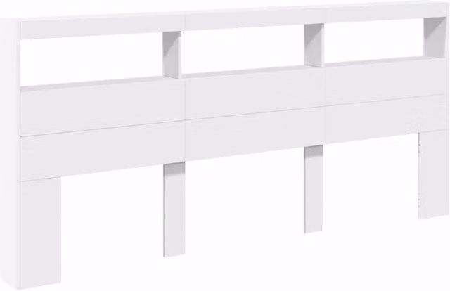Berkfield Home Modern White Headboard Cabinet with Integrated LED Lighting, W/D/H: 220 x 17 x 102 cm – 1