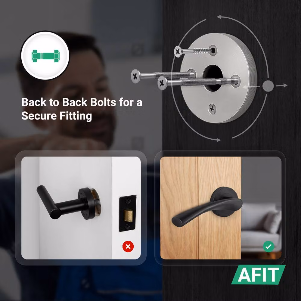 AFIT Matt Black Bathroom Door Handle Rose Set, 1 Pair, W/D/H: 15.0 x 5.4 x 15.0 cm – 5