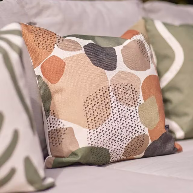 icon Aztec Print Waterproof Indoor & Outdoor Cushion, Ochre Yellow and Multicolour, W/D/H: 43 x 43 x 43 cm