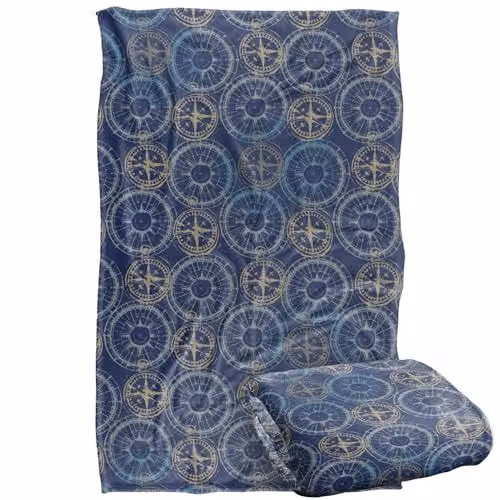 JQ Licensing Compass Pattern 3 Silky Touch Super Soft Fleece Throw Blanket, Multicolour, W: 91 cm, D: 147 cm – 1