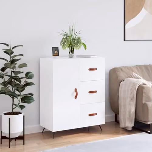 vidaXL High Gloss White Sideboard in Engineered Wood, W/D/H: 69.5 x 34 x 90 cm – 2