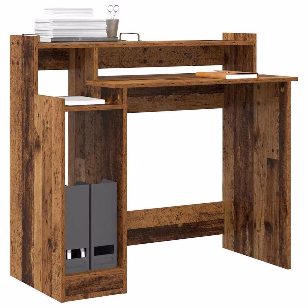 Berkfield Home Writing Desk with Storage Shelf in Brown Engineered Wood – 2