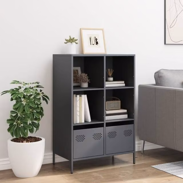 Berkfield Home Anthracite Highboard in Dark Grey Metal, W/D/H: 68 x 39 x 103.5 cm – 1