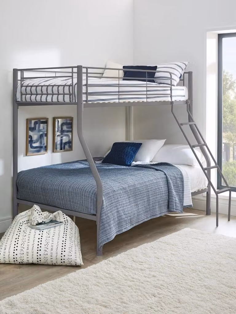Very Home Domino Metal Two-Level Bunk Bed in Silver