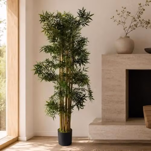Leaf Design UK Artificial Bamboo Tree in Green and Multicolour, Height: 150 cm – 5