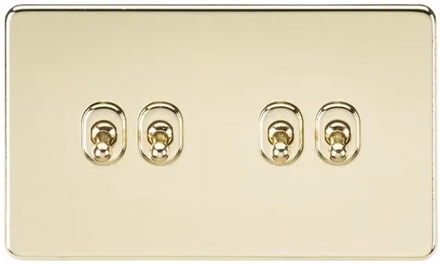 Knightsbridge SF4TOGPB Screwless 10AX 4G 2-Way Toggle Switch in Polished Brass