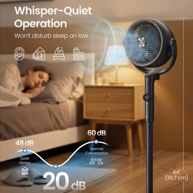 SONGMICS 8-Speed Quiet Oscillating Pedestal Air Circulator Fan, Black