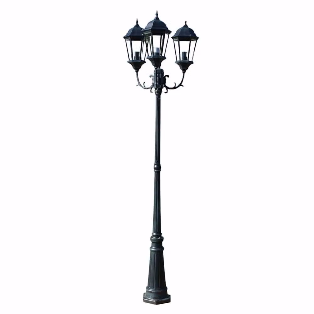 Berkfield Home 3-Arm Decorative Garden Light Post in Dark Green and Black Aluminium, Height: 230 cm – 2