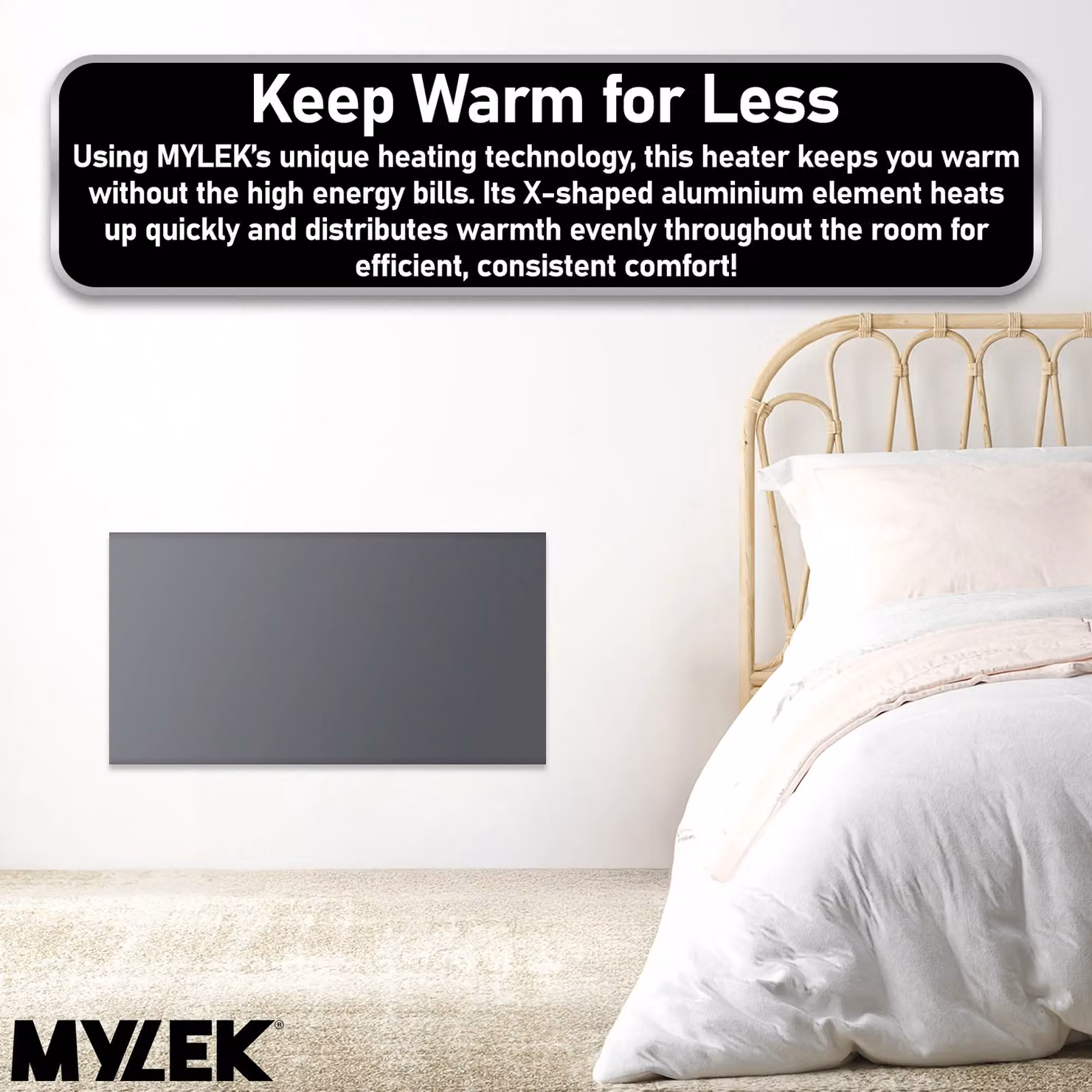 MYLEK 1.5kW Slimline Electric Panel Convector Heater with WiFi App Control, Anthracite, W: 80.0 cm, H: 42.5 cm, D: 1.5 cm – 7
