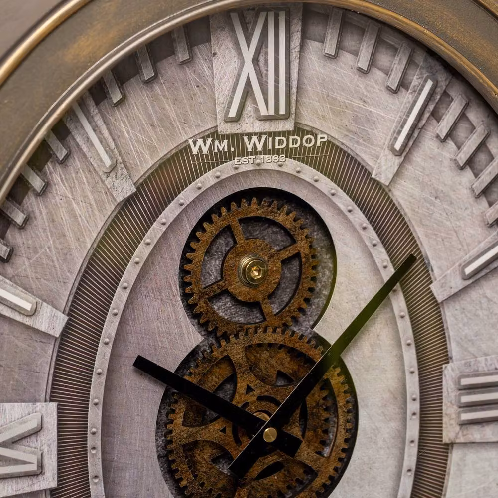 William Widdop Square Industrial Analog Wall Clock with Metal Frame in Bronze and Gold – 4