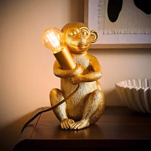 ValueLights Modern Baby Monkey Table Lamp in Gold/Brass – 3