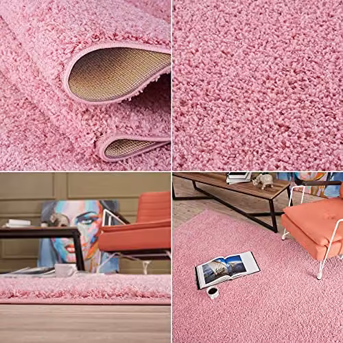 THE RUGS Pink Shaggy Soft High Pile Rectangular Rug, W/D/H: 180 x 270 x 3 cm – 2