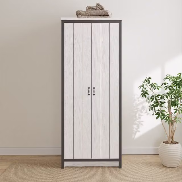 GFW Boston 2 Door Wardrobe in White and Grey