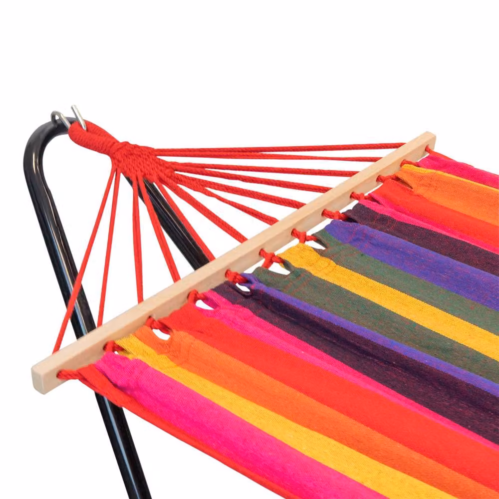 Harbour Housewares Multicolour Ethnic Striped Cotton Garden Hammock with Spreader Bars – 2