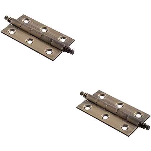 Loops Decorative Finial Cabinet Hinges in Antique Brass, 2 Pairs, W/D/H: 64 x 35 x 2 mm