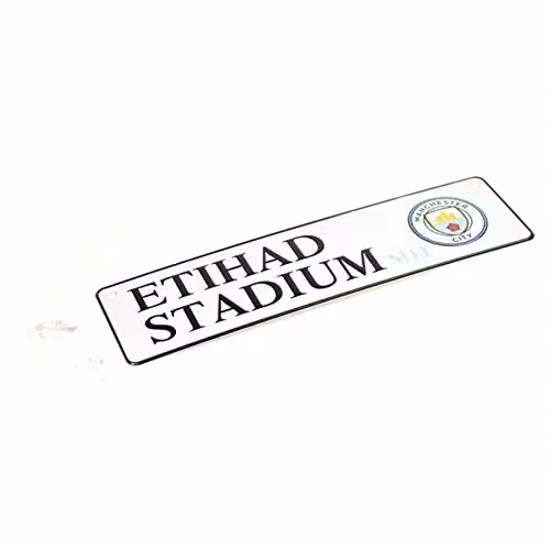 Manchester City FC Official 3D Embossed Metal Hanging Street Sign Wall Plaque in White and Black
