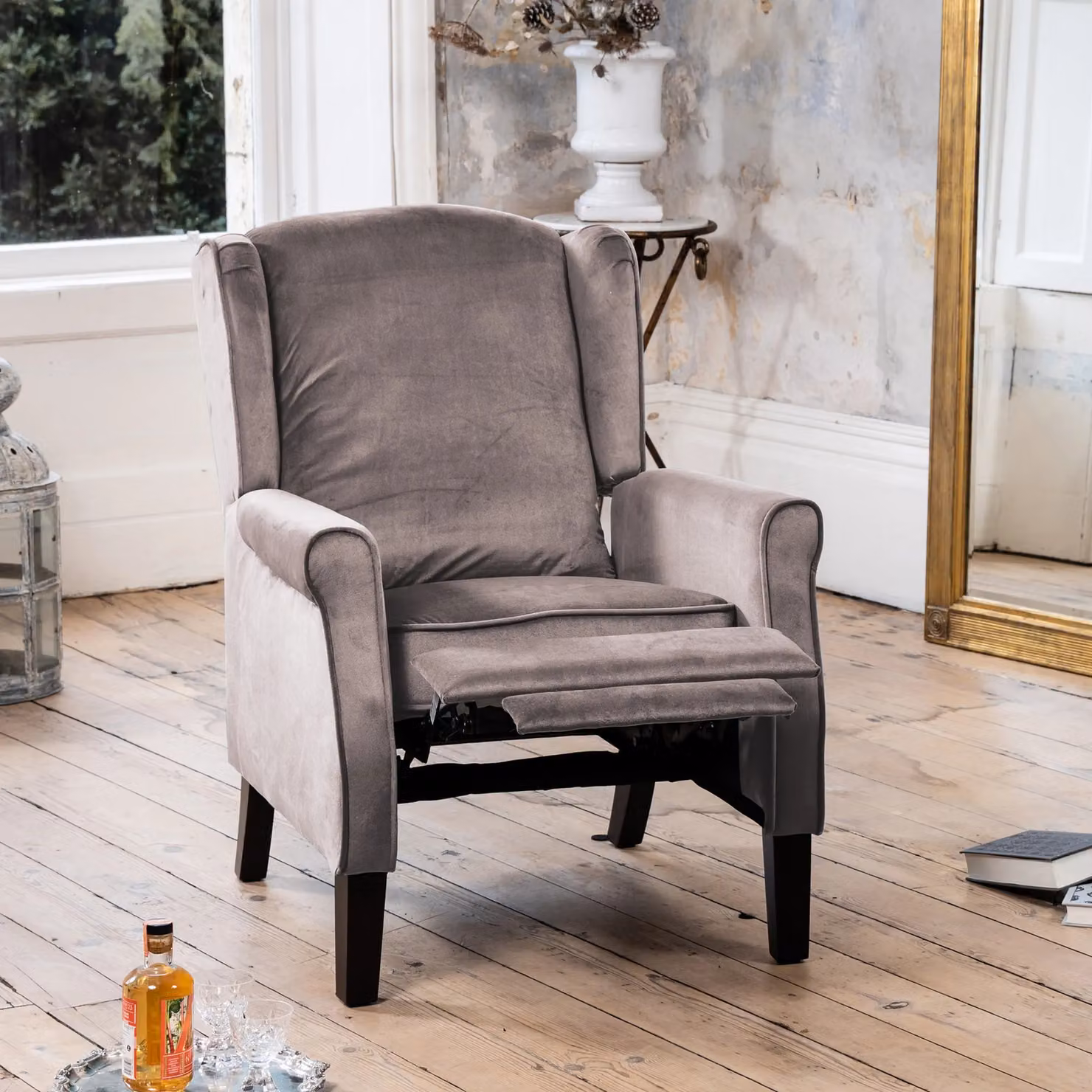 Artemis Home Barksdale Classic Recliner Armchair in Grey Velvet Fabric – 2