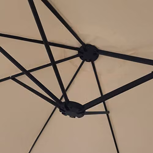 vidaXL Double-Head Cantilever Garden Parasol with LEDs in Beige, W: 449 cm, H: 265 cm – 3