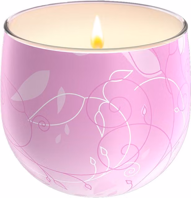 Glade Frosted Floral Cherries Decorative Tabletop Candle in Pink Glass