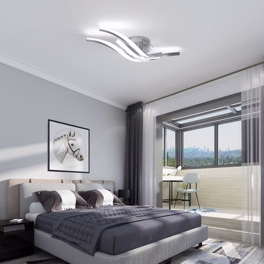 COMELY 24W LED Curved Ceiling Light in Silver with 6500K Cool White Light – 2