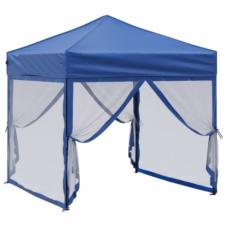 Berkfield Home Folding Party Tent with Sidewalls in Blue and Silver, 2 x 2 m