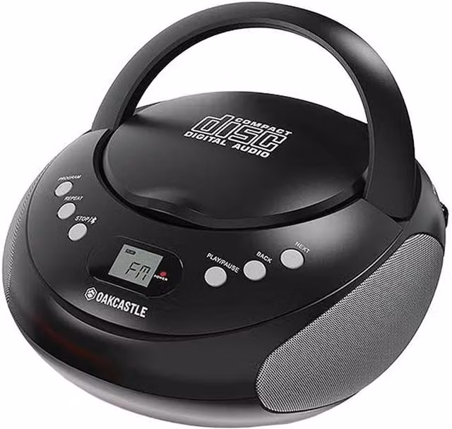 Oakcastle Portable Bluetooth CD Boombox with FM Radio and 3.5 mm Jack, Black – 7