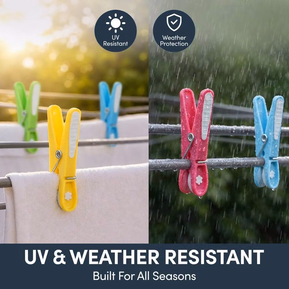 Keplin 48-Pack Multicolour Clothes Pegs with Metal Spring for Washing Lines – 6