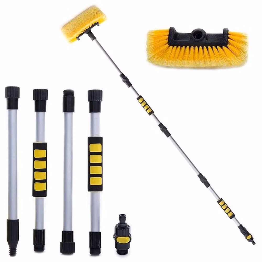 FLAVORA Yellow Car Wash Brush with Telescopic Metal Handle and Soft Bristles – 2