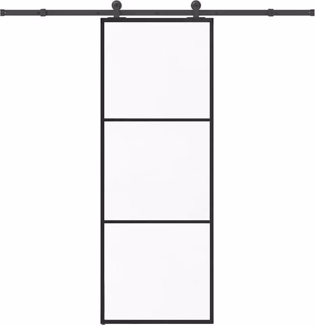 Berkfield Home Modern Sliding Door with Hardware Set, Black ESG Glass and Aluminium, W: 76 cm, H: 205 cm – 1